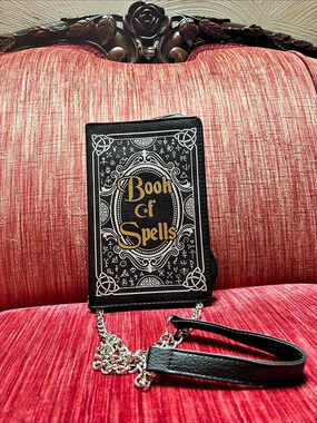 Book of Spells Crossbody Bag in Black & Gold